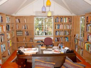 Custom Bookshelves create a bungalow house library